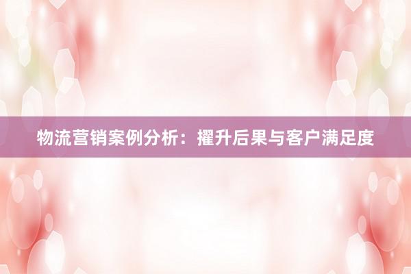 物流营销案例分析：擢升后果与客户满足度
